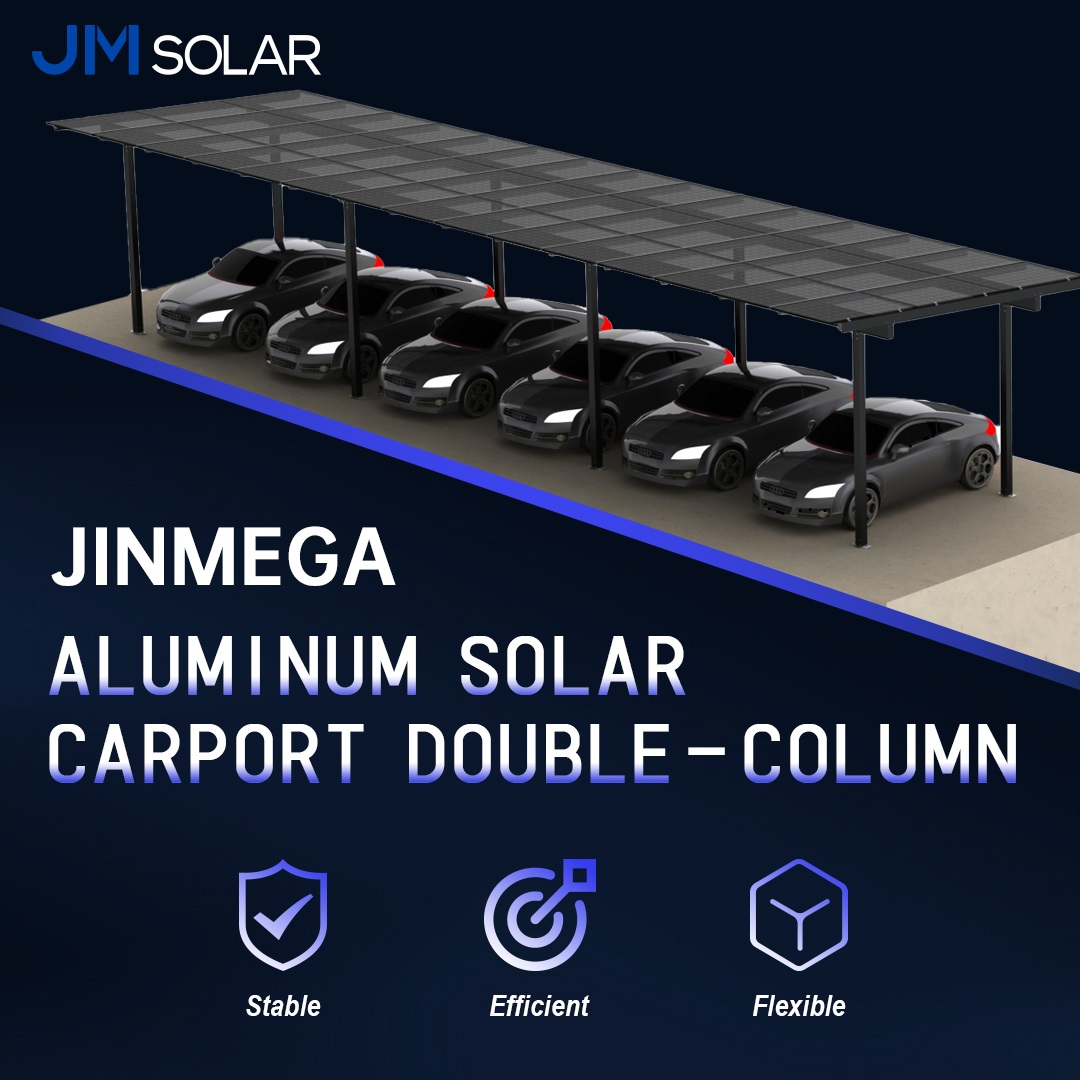 Destaque do produto | Garagem solar de alumínio JinMega com coluna dupla